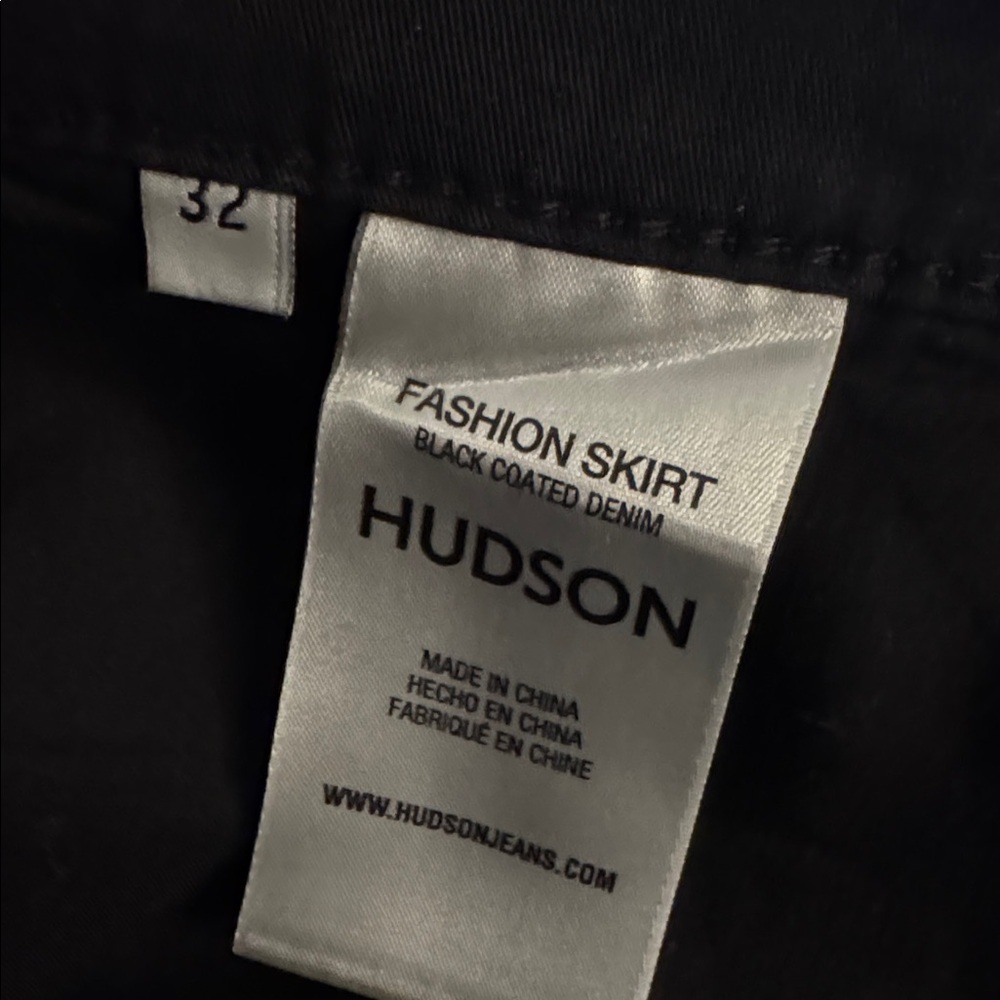 HUDSON Fashion Skirt Black Coated Denim Jeans Midi Skirt Waxed 32 Long Slit Sexy - Picture 8 of 9